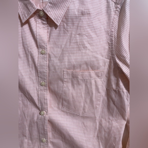 Gap Fitted Boyfriend orange stripped button down. - Picture 2 of 5